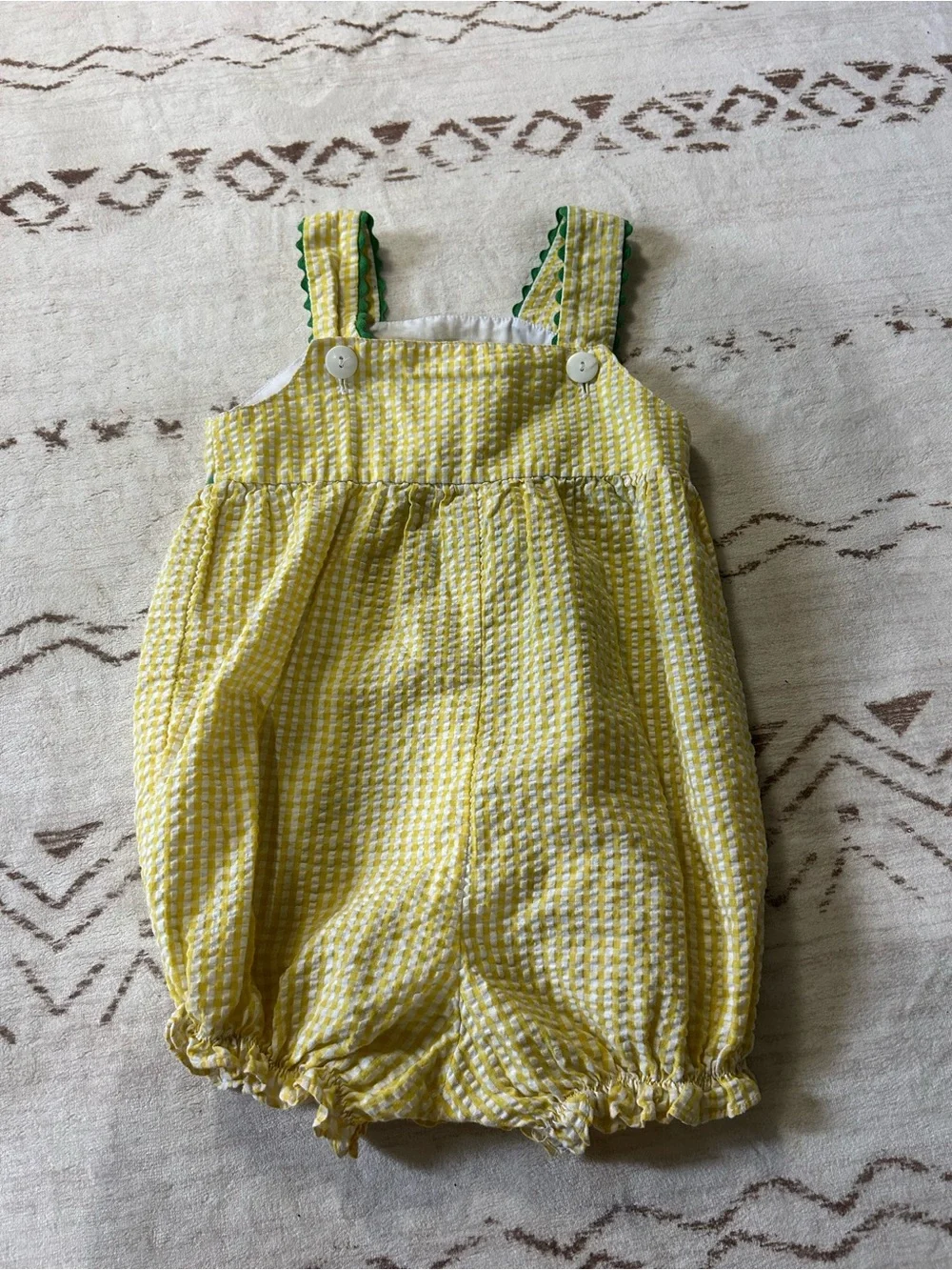 Samara 4T Yellow Seersucker Bunny Easter Bubble Romper Cottagecore